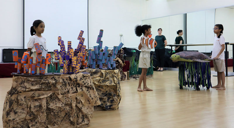 Colourful display of themed art from Creative Expressions initiative
