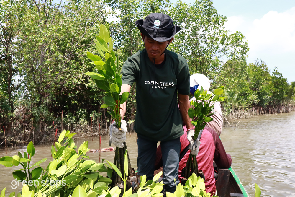 Student planting activity promoting sustainability