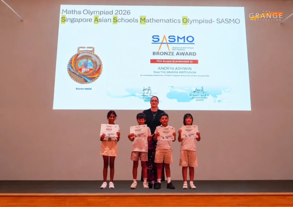 The Grange Institution holding their SASMO 2026 certificates and medals